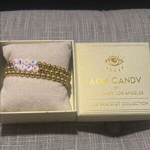 Eye Candy Gold and Pink Double-Row Bracelet